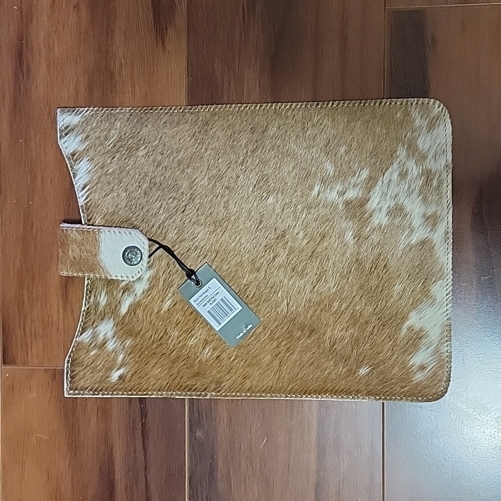 Myra I Pad Cover- Brown and White Cowhide